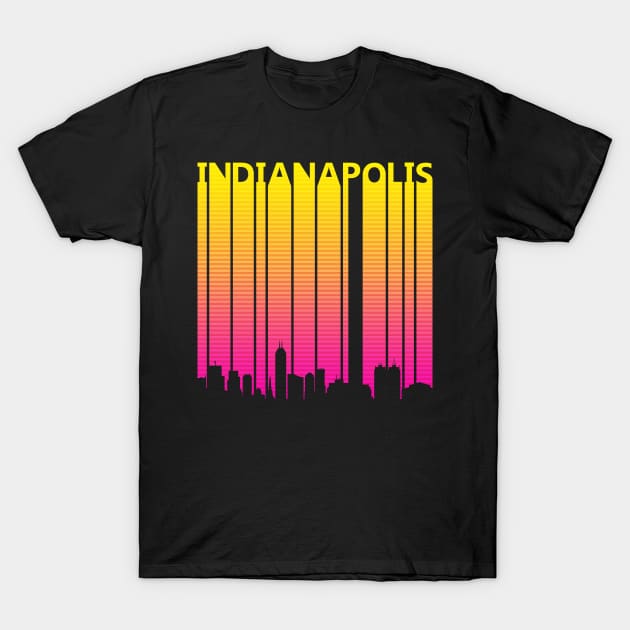 Retro 1980s Indianapolis Skyline Silhouette T-Shirt by GWENT